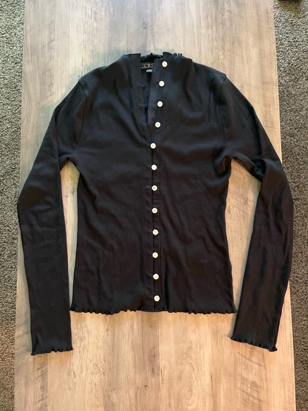 J Crew Cardigan NWT Womens Small S Black Ribbed Button Up Lightweight
